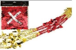 HANGING GARLAND FOIL DECORATIONS 20CM X 274 CM GOLD / RED 518006R