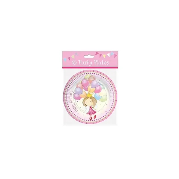 PACK 10 CHILDRENS BIRTHDAY GIRLS PARTY 9 INCH PAPER PLATES PRINCESS