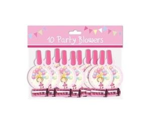PACK OF 10 CHILDRENS BIRTHDAY PARTY BLOWERS - GIRLS FAIRY PRINCESS