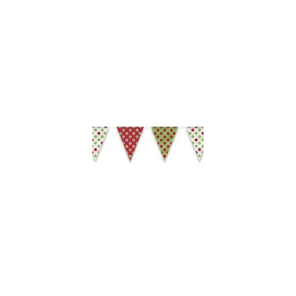 CHRISTMAS RED GREEN POLKA DOTS PARTY FLAG BUNTING BANNER PENNANT DECORATION