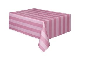 PINK STRIPES PLASTIC TABLECOVER TABLECLOTH 54 X 108- 137CM X 274CM