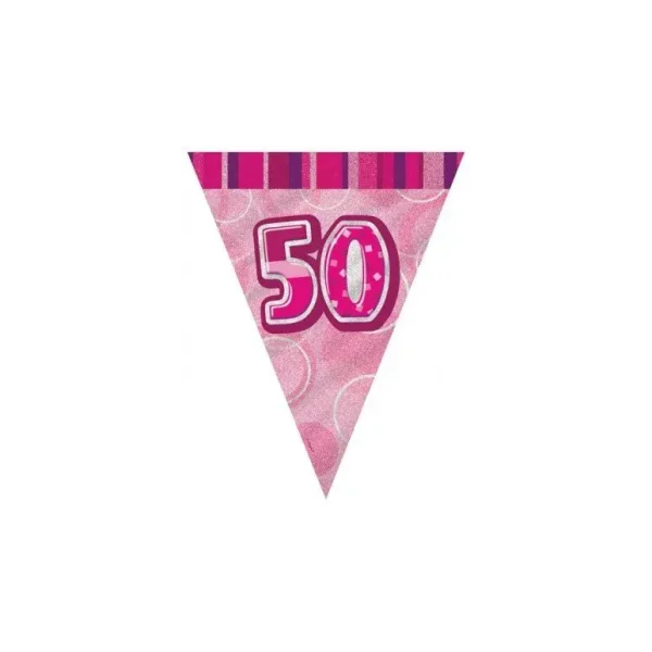 PINK GLITZ 50 FLAG BANNER 12 FT