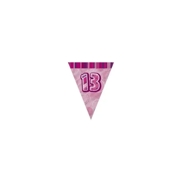 PINK GLITZ 13 FLAG BANNER 12 FT