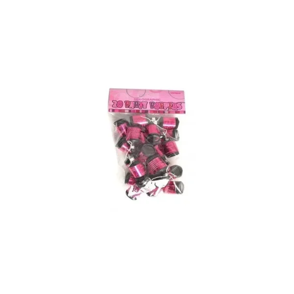 20 PINK PARTY POPPERS