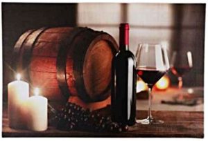 WINE WITH BARREL SCENE 30CM X 40CM LED CANVAS WALL DECORATION WITH LIGHT PICTURE