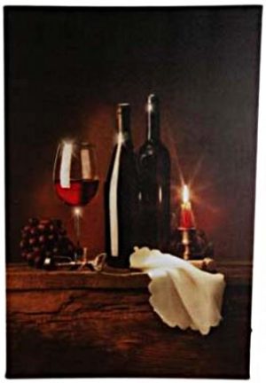 WINE WITH CORKSCREW SCENE 30CM X 40CM LED CANVAS WALL DECORATION WITH LIGHT PICTURE
