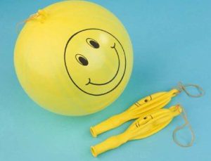 PUNCH BALL BALLOONS - YELLOW SMILEY FANCY PUNCH BALL PARTY BALLOONS