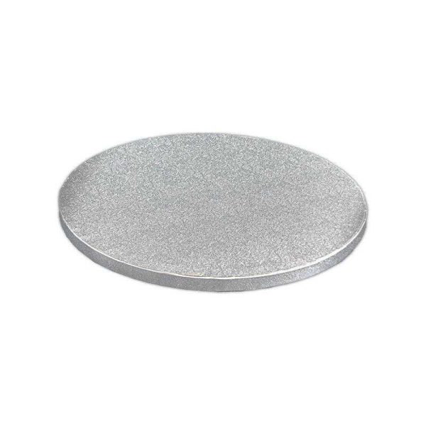 DORIC 14 INCH ROUND SILVER THICK CAKE BOARD DRUMS PACK OF 5