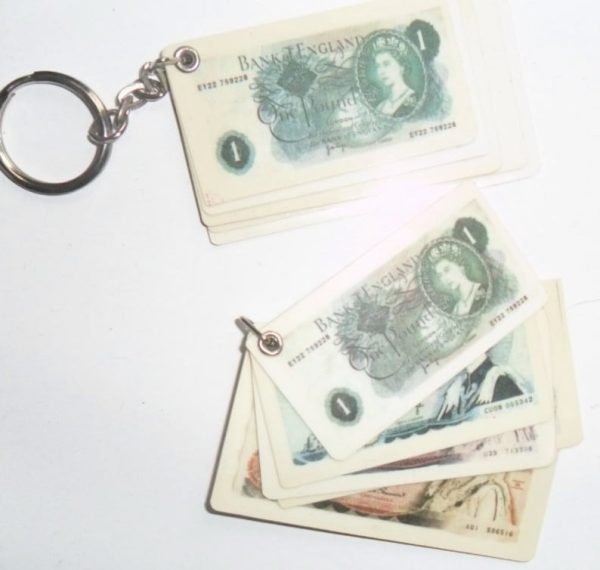 UK STERLING MONEY NOTE KEYRING 12/PCS