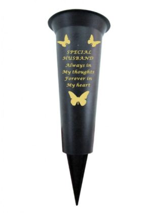 SPL HUSBAND PLASTIC SPIKE MEMORIAL VASE 33X11CM