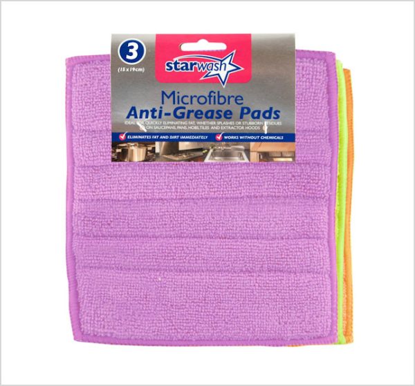 STARWASH MICROFIBRE ANTI-GREASE PADS PACK OF 3