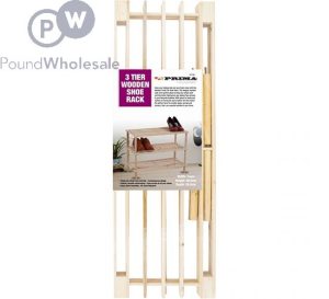 PRIMA 3 TIER WOODEN SHOE RACK 74 X 49 X 27CM