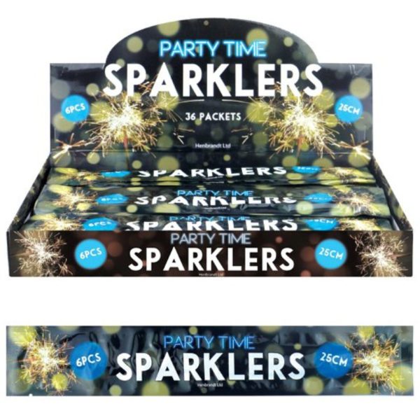 PARTY TIME PARTY SPARKLERS 25CM 6PCS PACK OF 36