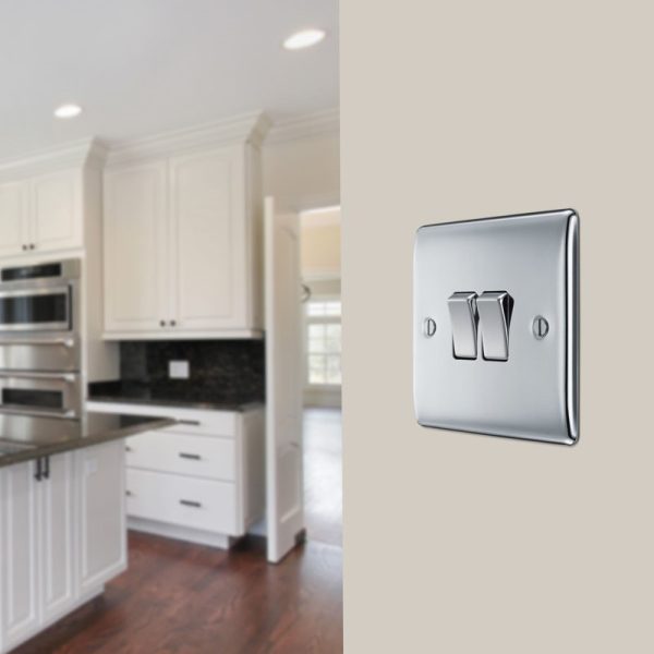 BG DOUBLE SWITCH POLISHED CHROME