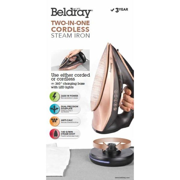 BELDRAY 2 IN 1 STEAM IRON ROSE GOLD