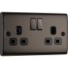 BG BLACK NICKEL 2 GANG SWITCH SOCKET