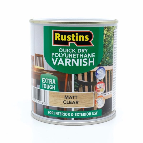 RUSTINS QUICK DRY POLY VARNISH MATT CLEAR 500ML