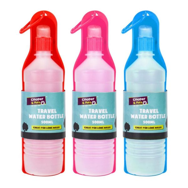 DOG TRAVEL BOTTLE 500ML ASSORTED