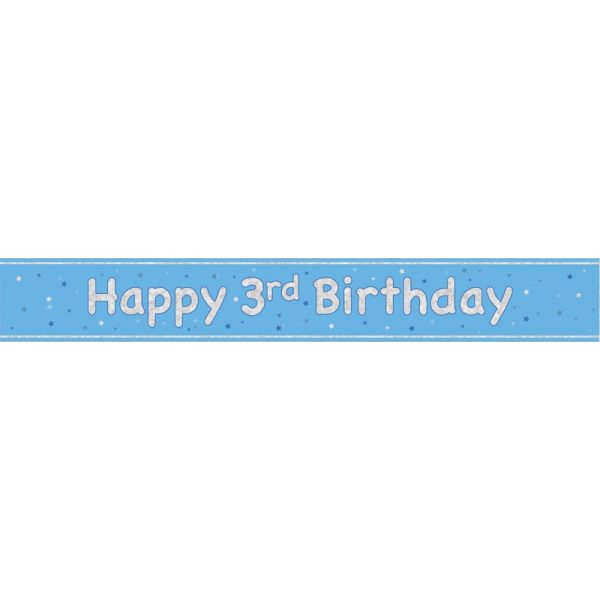 HAPPY 3RD BIRTHDAY BANNER BLUE 9FT