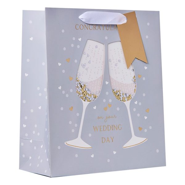 CHAMPAGNE CONFETTI MEDIUM GIFT BAG PACK OF 6