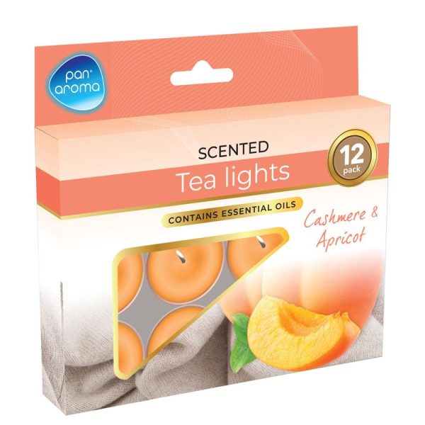 PAN AROMA COLOUR TEALIGHT PACK OF 12 CASHMERE & APRICOT