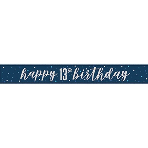 HAPPY 13TH BIRTHDAY BANNER BLUE 9FT