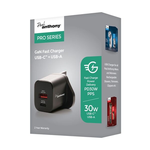 PAUL ANTHONY USB-C USB-A GAN PD30W FAST CHARGER
