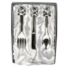 BAMBINO SILVER PLATED KNIFE FORK SPOON SET WITH TEDDY TOPS