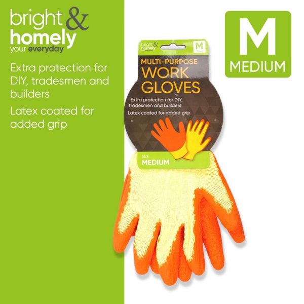 BRIGHT & HOMELY WORK GLOVES MEDIUM PACK OF 12