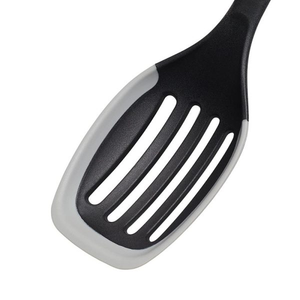 CHEF AID SLOTTED SPOON NYLON HEAD & SILICONE EDGE