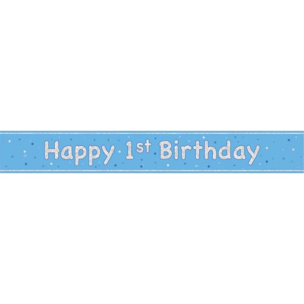 HAPPY 1ST BIRTHDAY BANNER BLUE 9FT