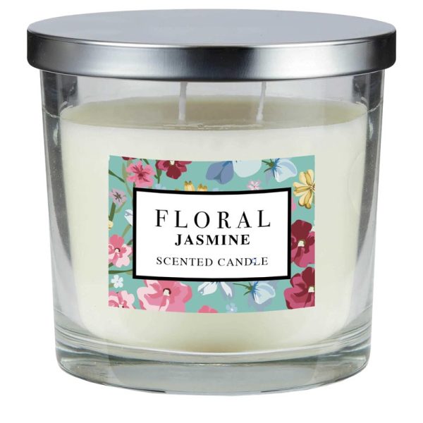FLORAL CANDLE METAL LID 335G JASMINE