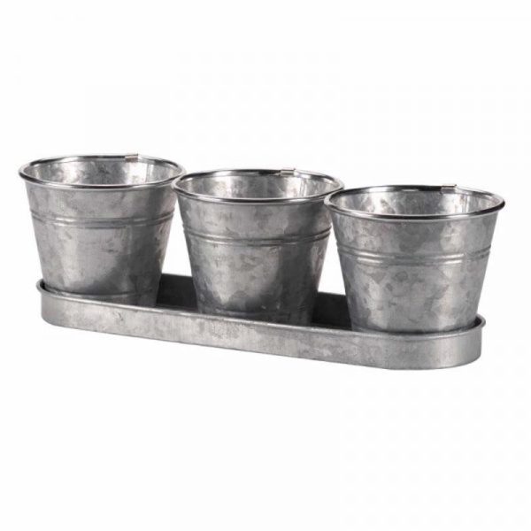 WINDOWSILL HERB POTS GALVANISED PACK OF 3