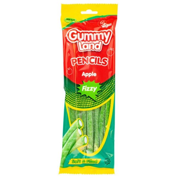 GUMMY LAND FIZZY PENCILS APPLE FLAVOUR 150G PACK OF 12