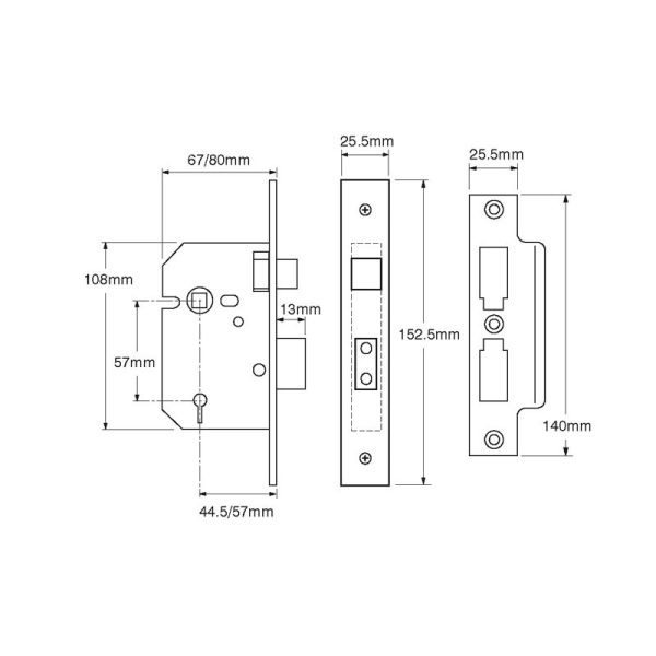 YALE 3 LEVER MORTICE SASHLOCK 3
