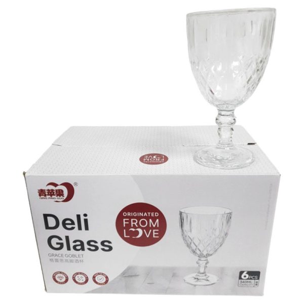 DELI SOGA WINE GLASS 340ML 6 PIECES