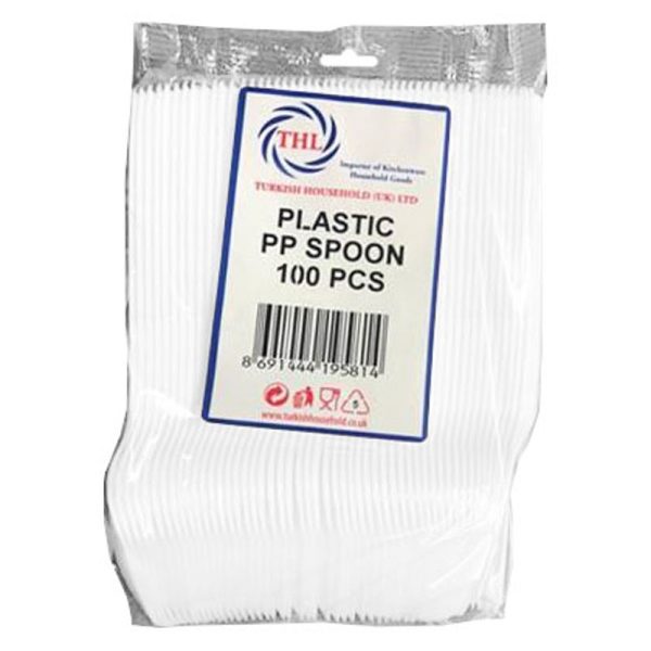 THL SPOON PLASTIC REUSABLE WHITE 100PCS