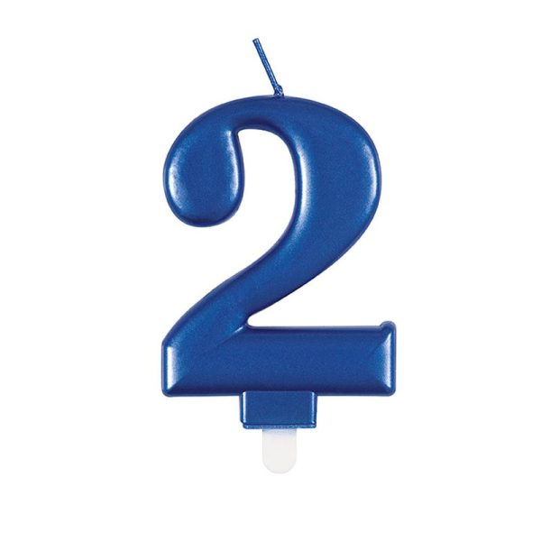CANDLE METALLIC BLUE NUMBER 2