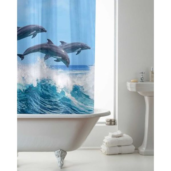 COUNTRYCLUB PEVA SHOWER CURTAIN DOLPHINS