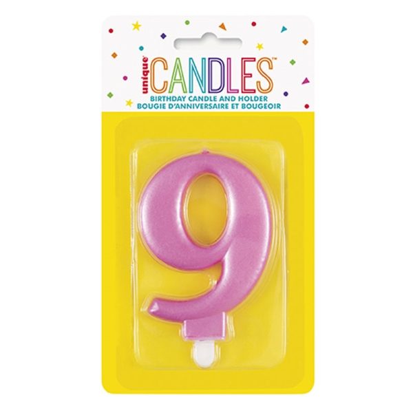 CANDLE METALLIC PINK NUMBER 9