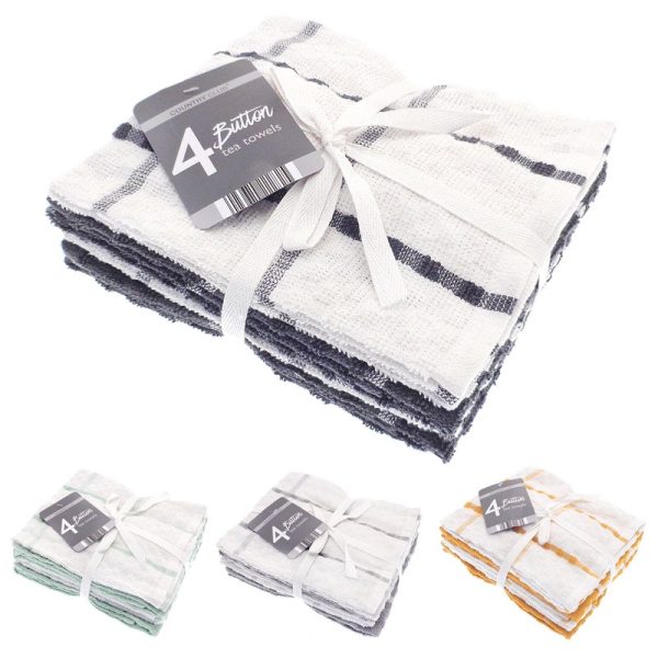 COUNTRYCLUB TEA TOWELS BUTTON TERRY 4PCS