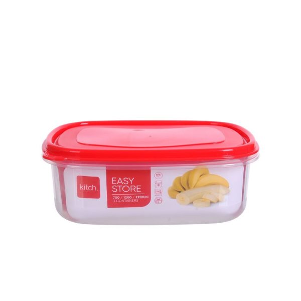 KITCH EASY STORE SQUARE CONTAINERS 2.2L 1.2L & 75OML SET OF 3