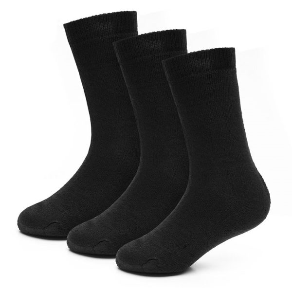 BOYS THERMAL 3 SOCKS BLACK PACK OF 12