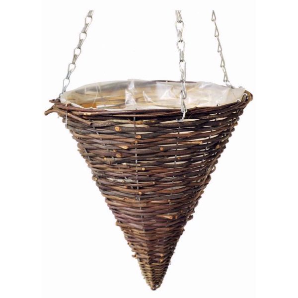 KINGFISHER RATTAN CONE HANGING BASKET 12 INCH