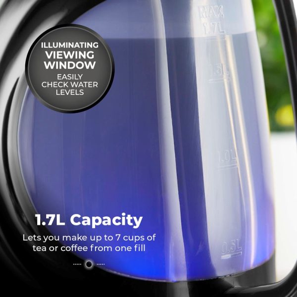 TOWER SONAR 1.7LTR TEXTURED BLACK KETTLE