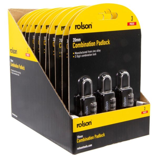 ROLSONS COMBINATION PADLOCK 3PC 20MM