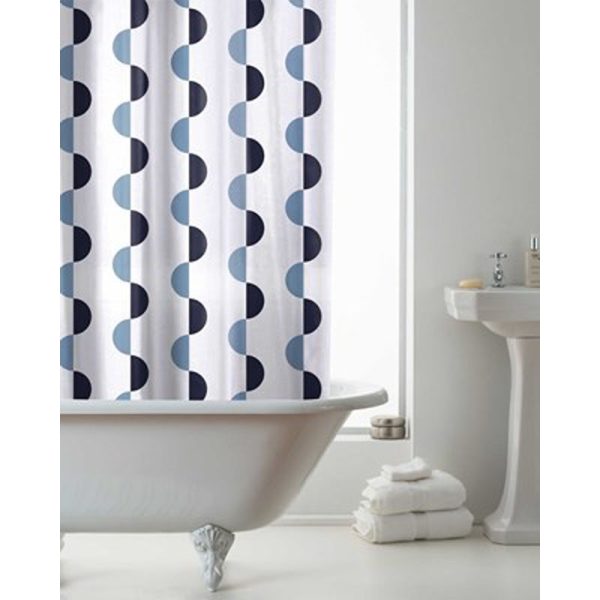COUNTRYCLUB PEVA SHOWER CURTAIN WITH HOOKS WAVE