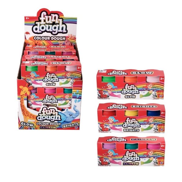 FUN DOUGH GLITTER GLOW AND NEON PACK OF 3