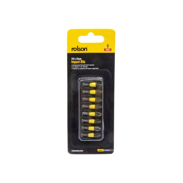 ROLSON IMPACT SCREWDRIVER BITS 8PC PZ2X25MM
