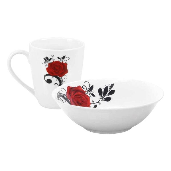 ONYA DINNER SET SEDONA 16 PIECES 6 MUGS 6 BOWLS 6 DINNER PLATES 6 SIDE PLATES ROSE